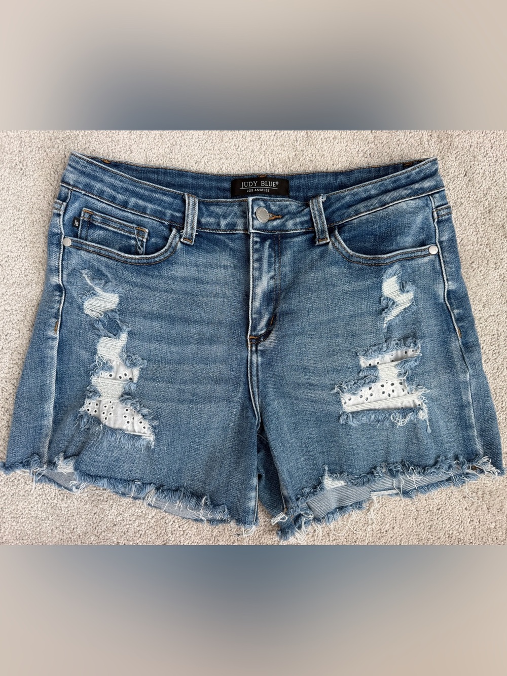 Judy Blue Light Blue Distressed Denim Shorts